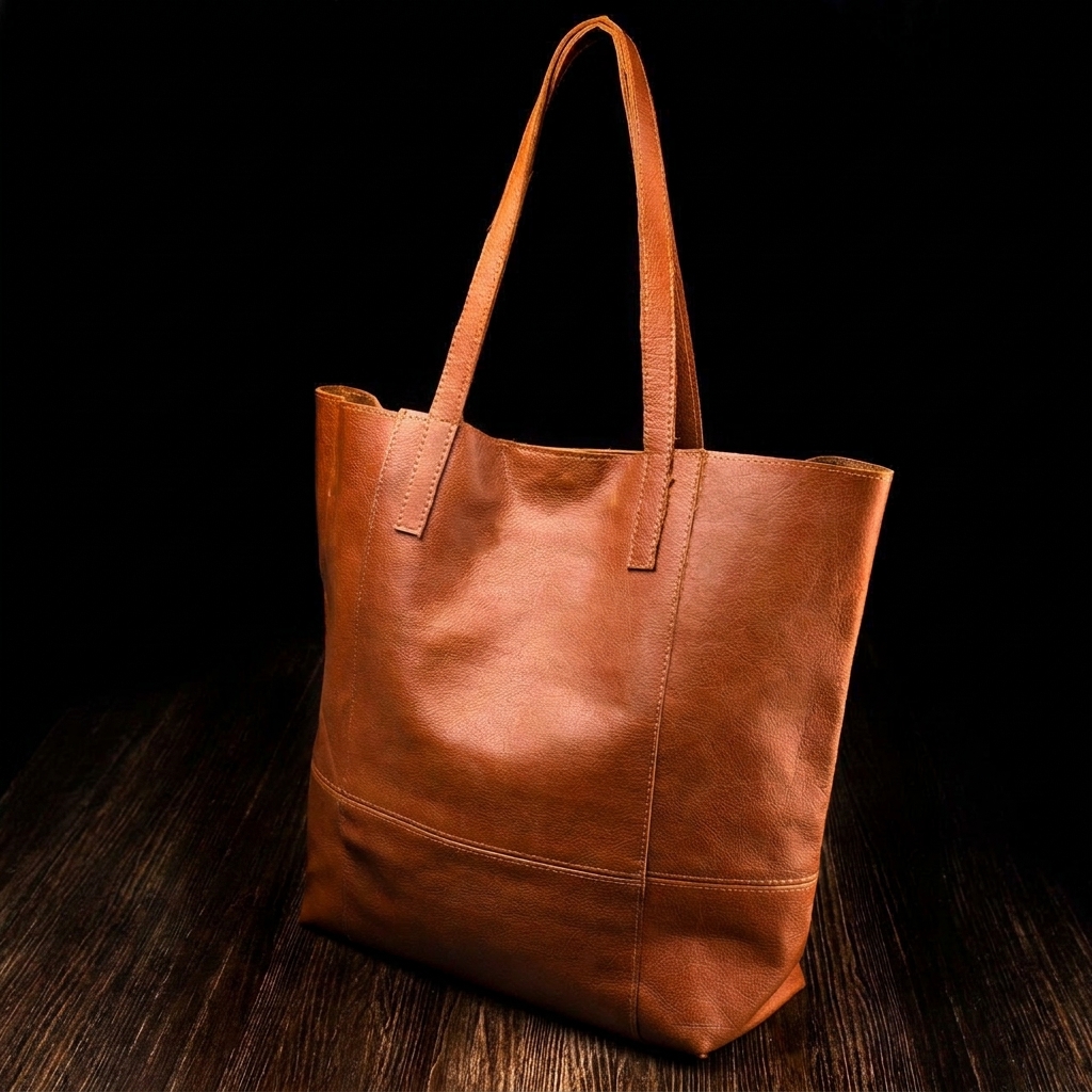 Cartera tote de cuero marrón - Belia Leather